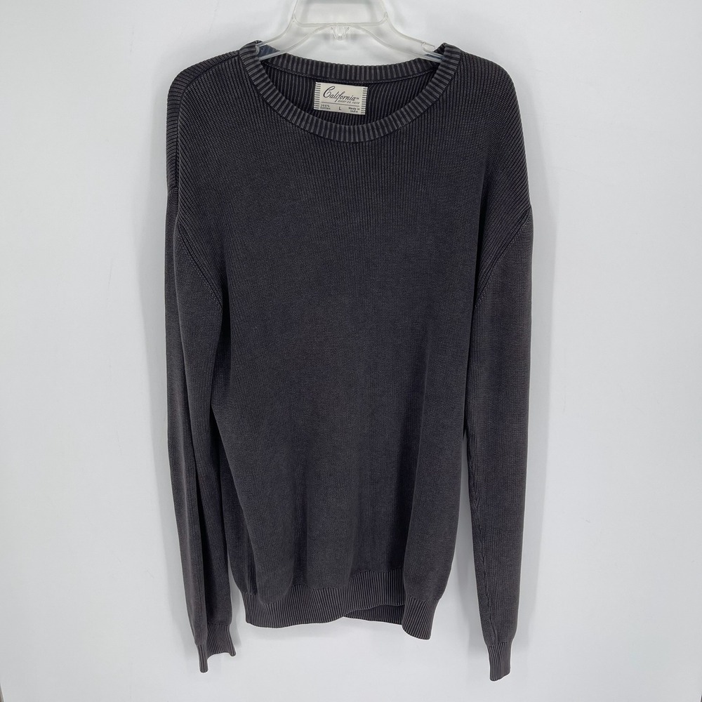 California‎ Shirt Co. 1976 Men's Gray Pockets Ribbed Knit Cotton Sweater Size L